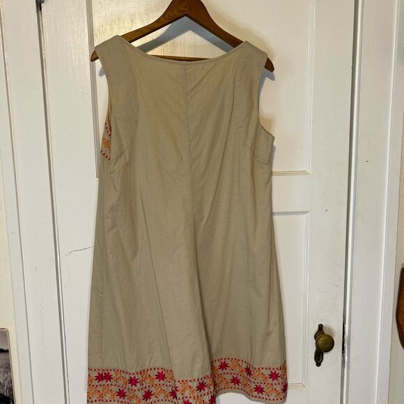 Calypso St. Barth for Target Tan floral embroidered A line sheath dress. Size L - Picture 3 of 8